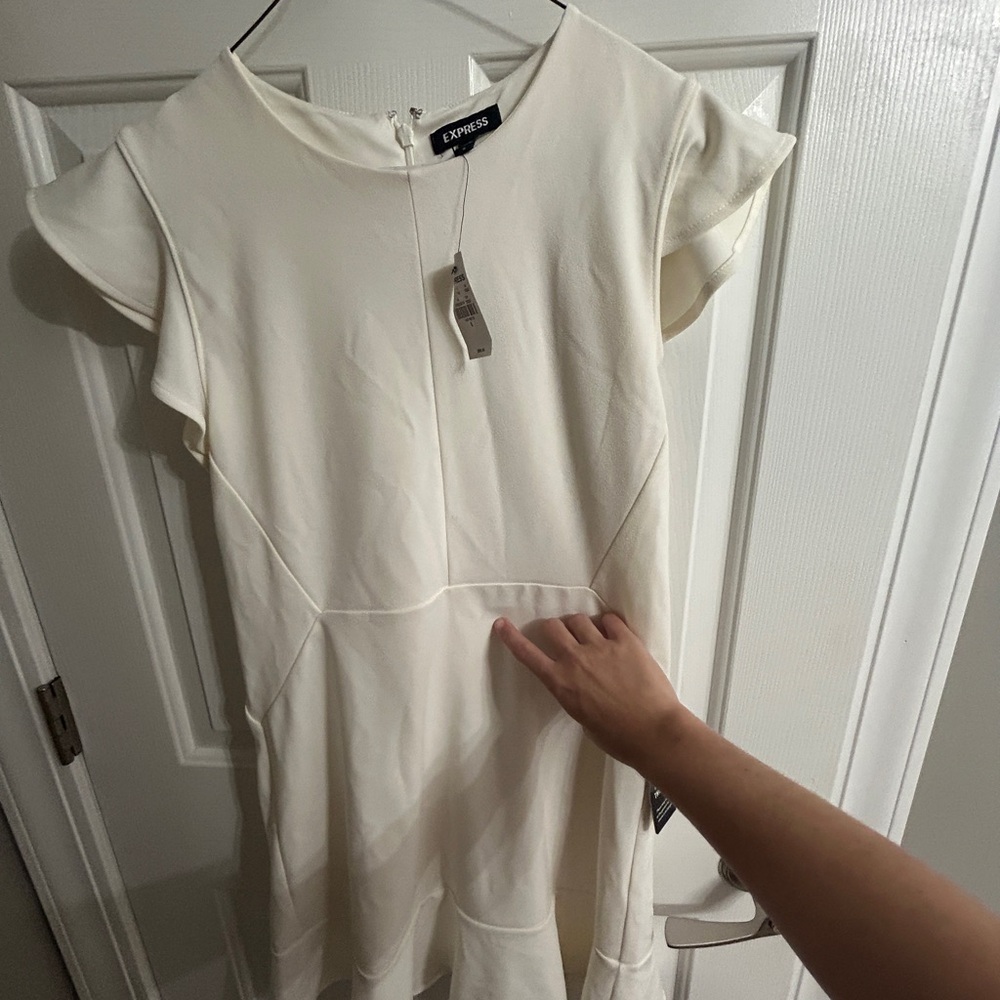 Express White Ruffle Mini Dress - Picture 5 of 6